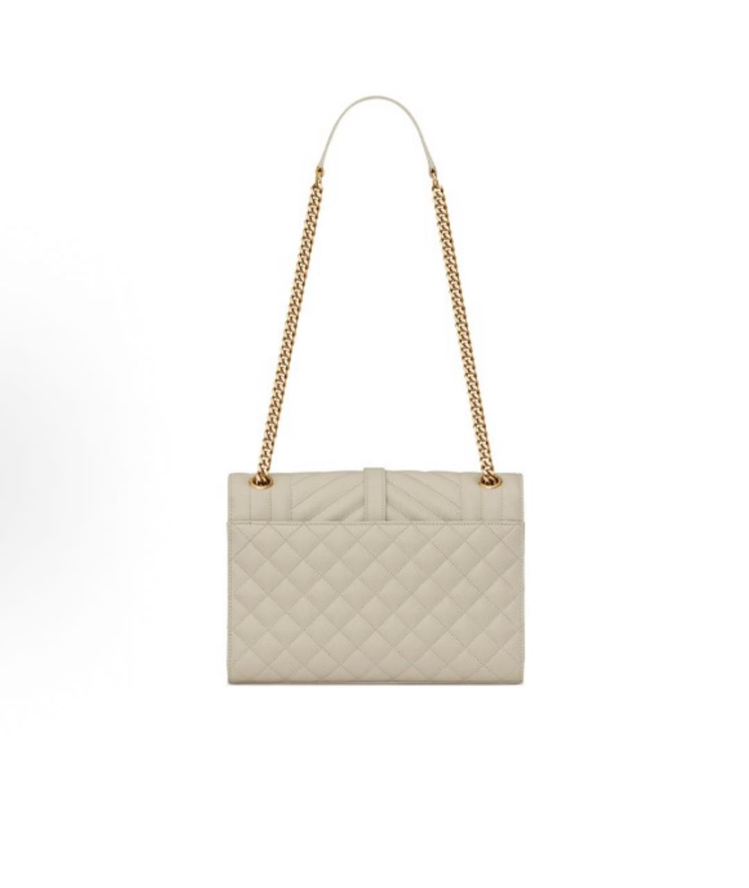 SAINT LAURENT Белая кожаная сумка через плечо, фото 2