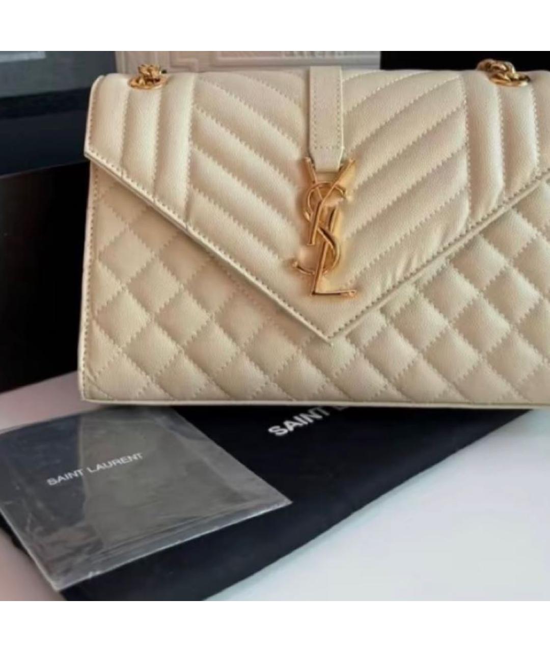 SAINT LAURENT Белая кожаная сумка через плечо, фото 8