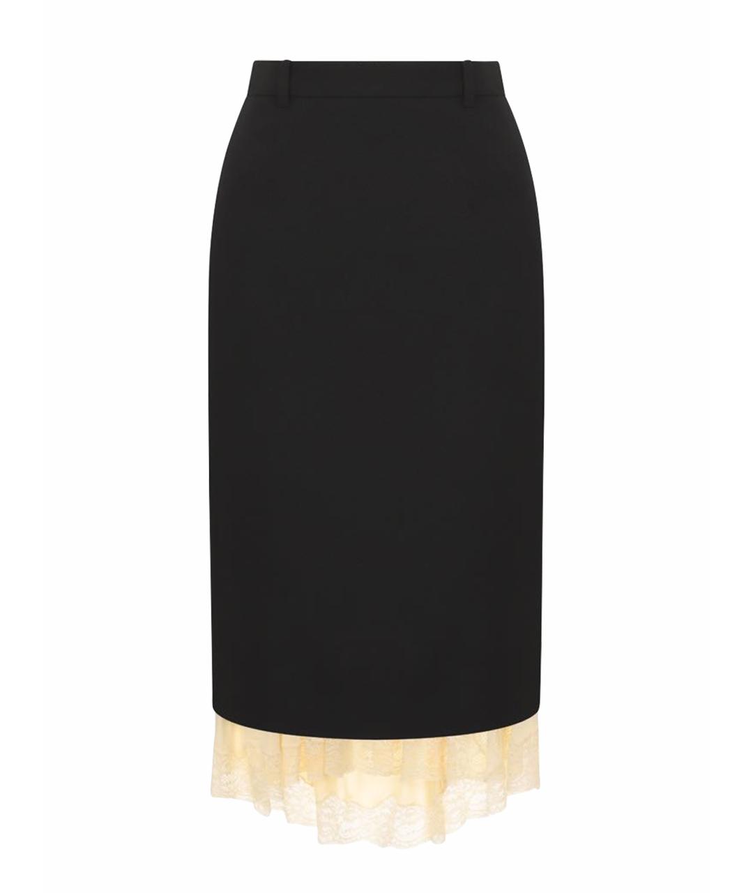 BALENCIAGA Черная шерстяная юбка миди, фото 1