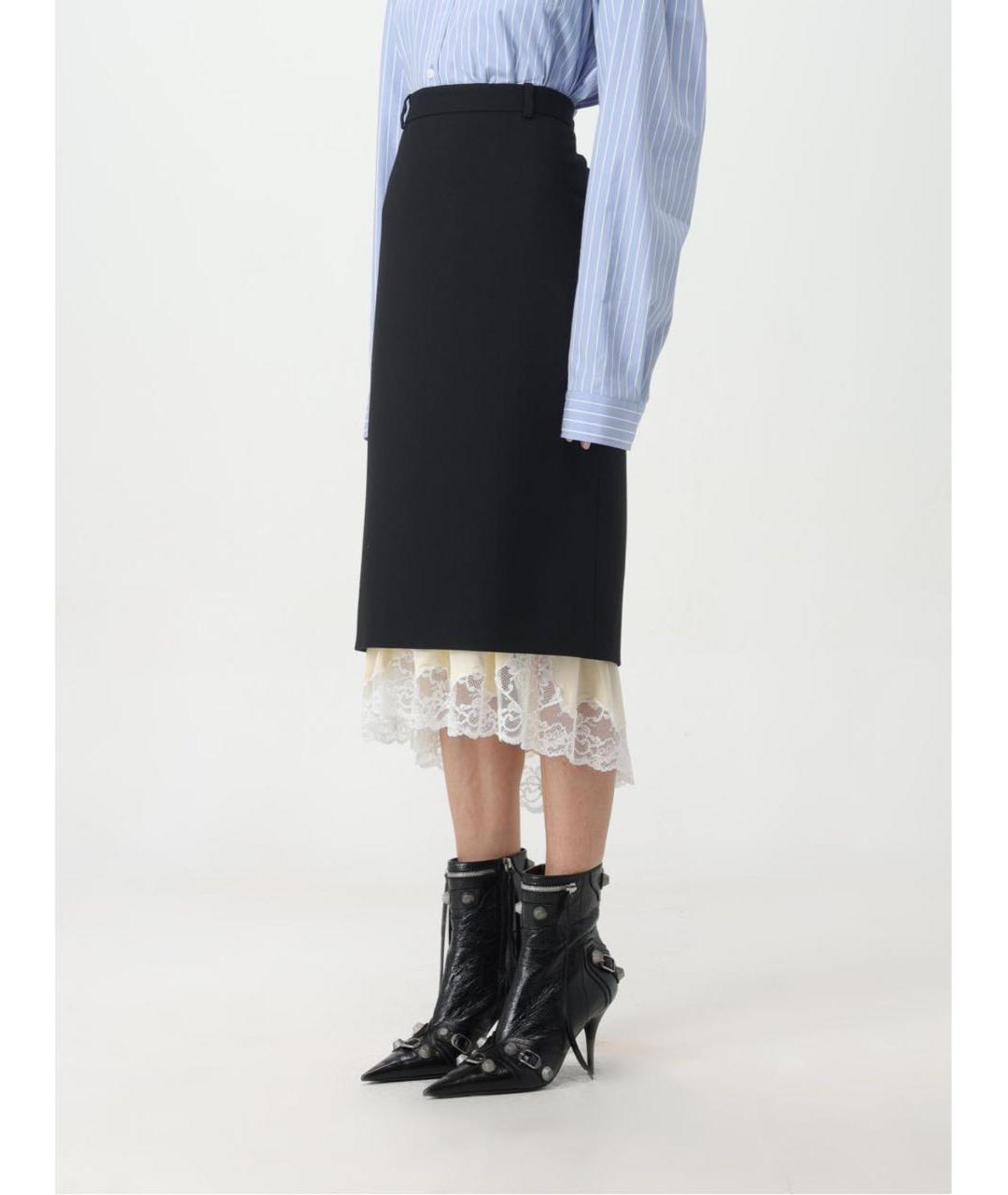 BALENCIAGA Черная шерстяная юбка миди, фото 6