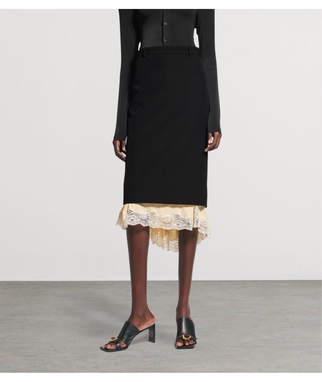 BALENCIAGA Черная шерстяная юбка миди, фото 5