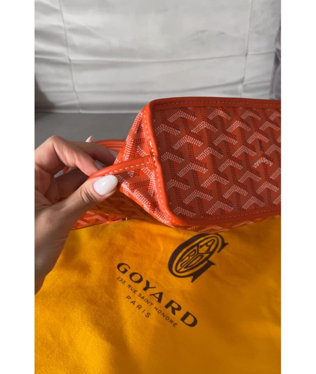 GOYARD Оранжевая кожаная сумка с короткими ручками, фото 7