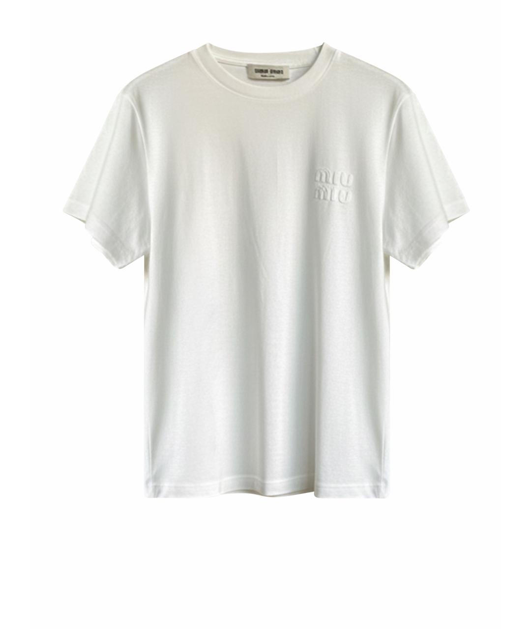 MIU MIU Белая хлопковая футболка, фото 1