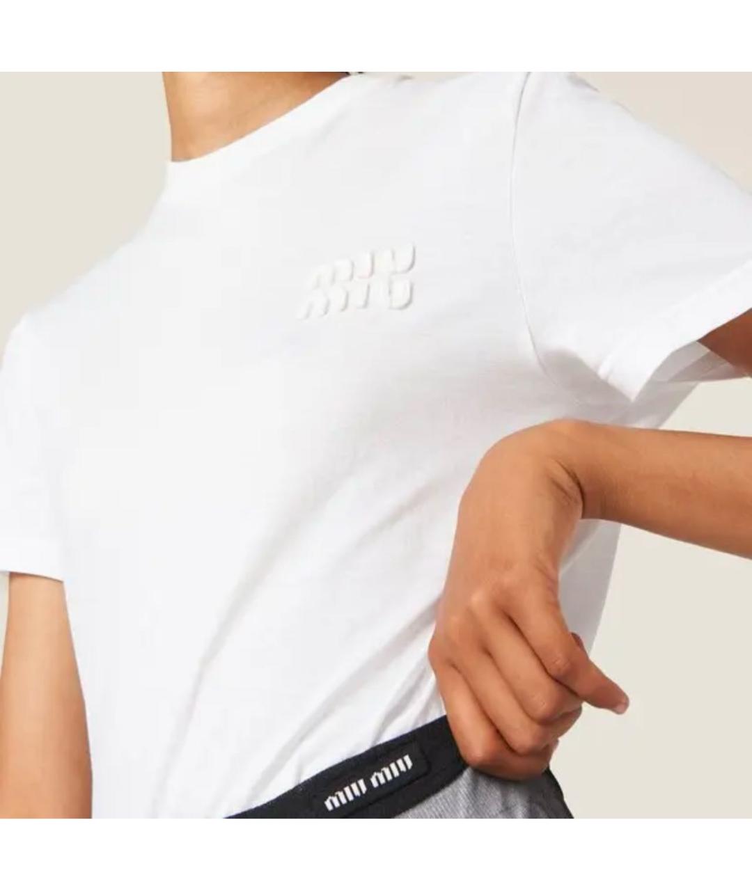 MIU MIU Белая хлопковая футболка, фото 7