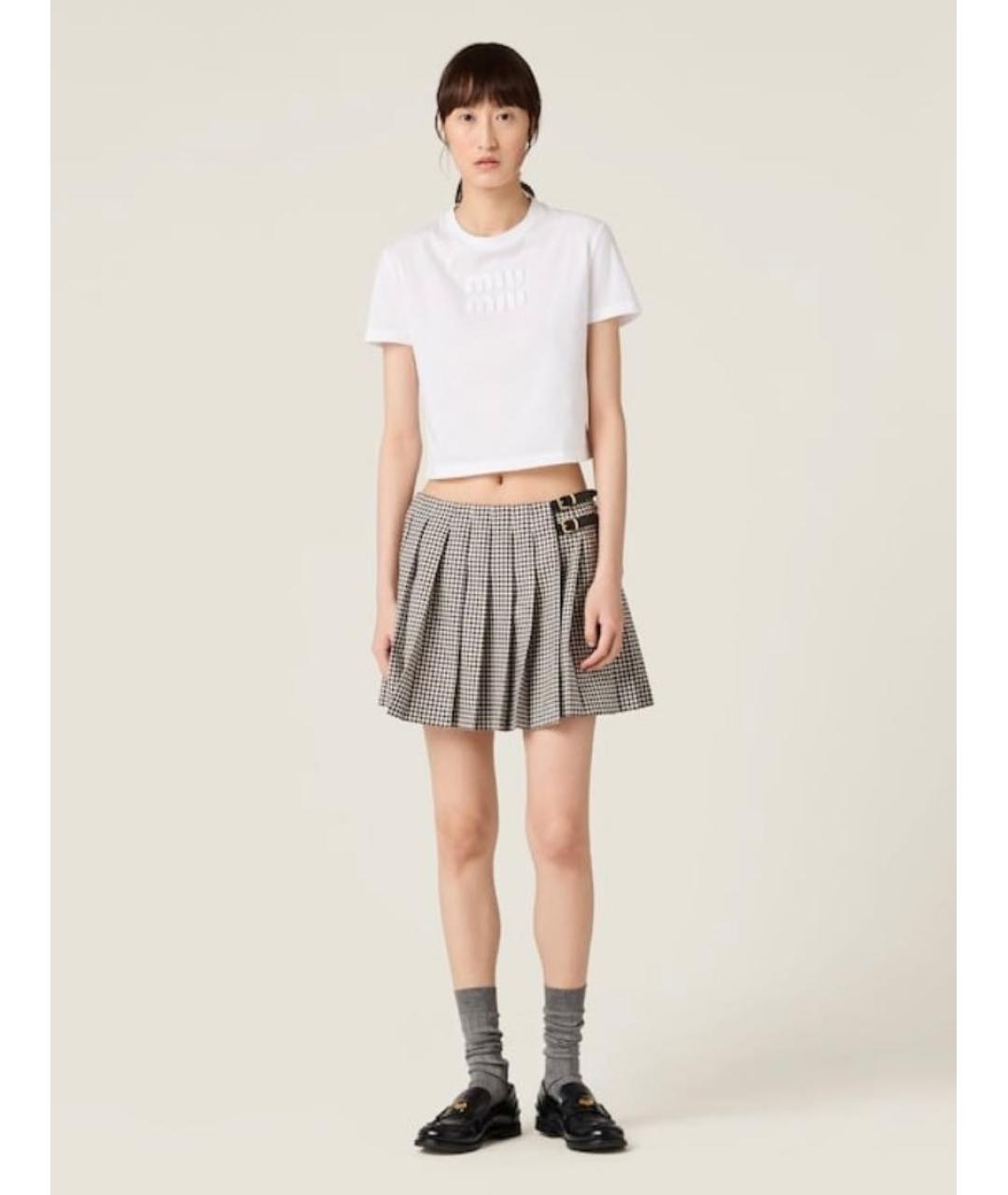 MIU MIU Белая хлопковая футболка, фото 3