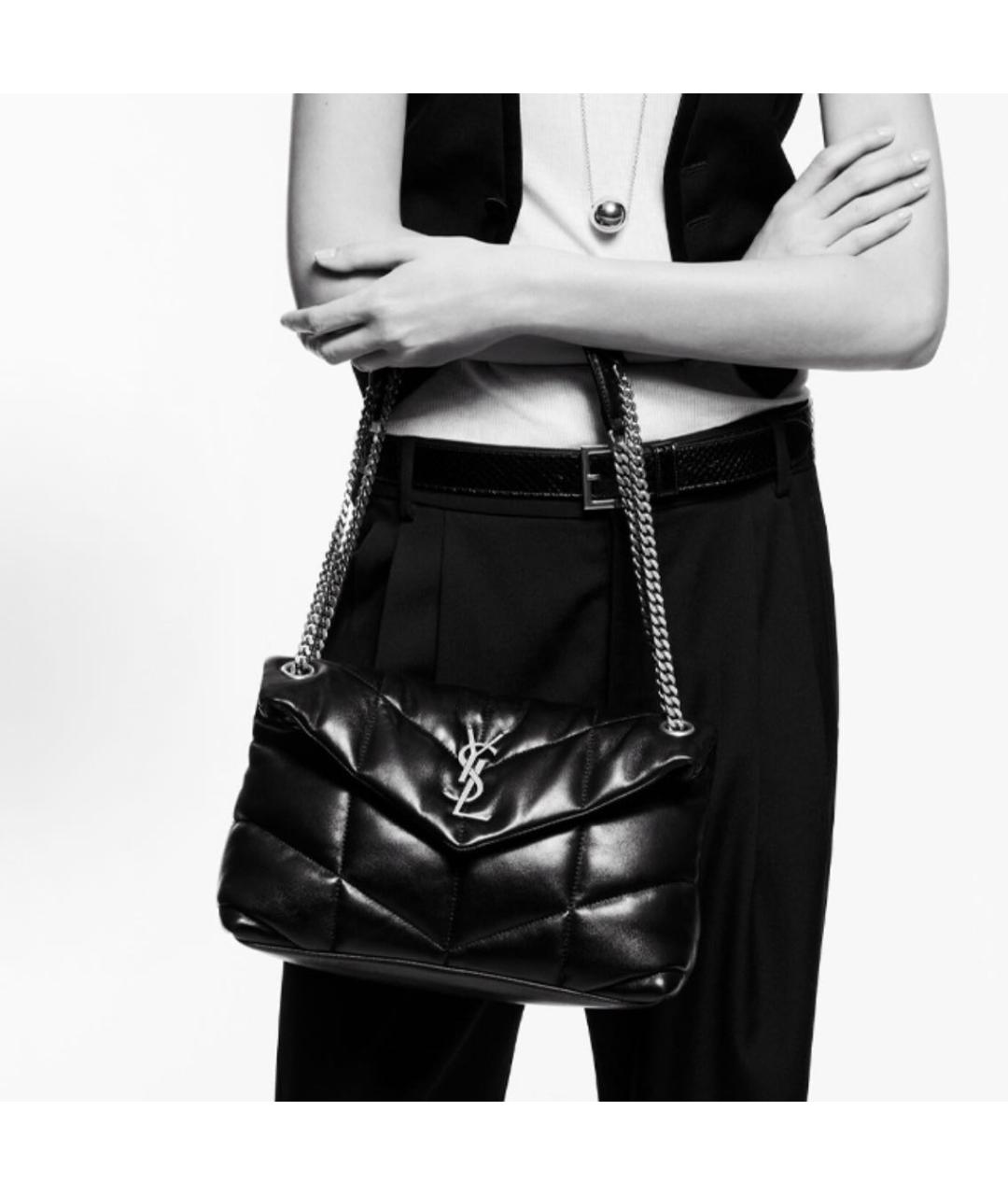 SAINT LAURENT Черная кожаная сумка через плечо, фото 5