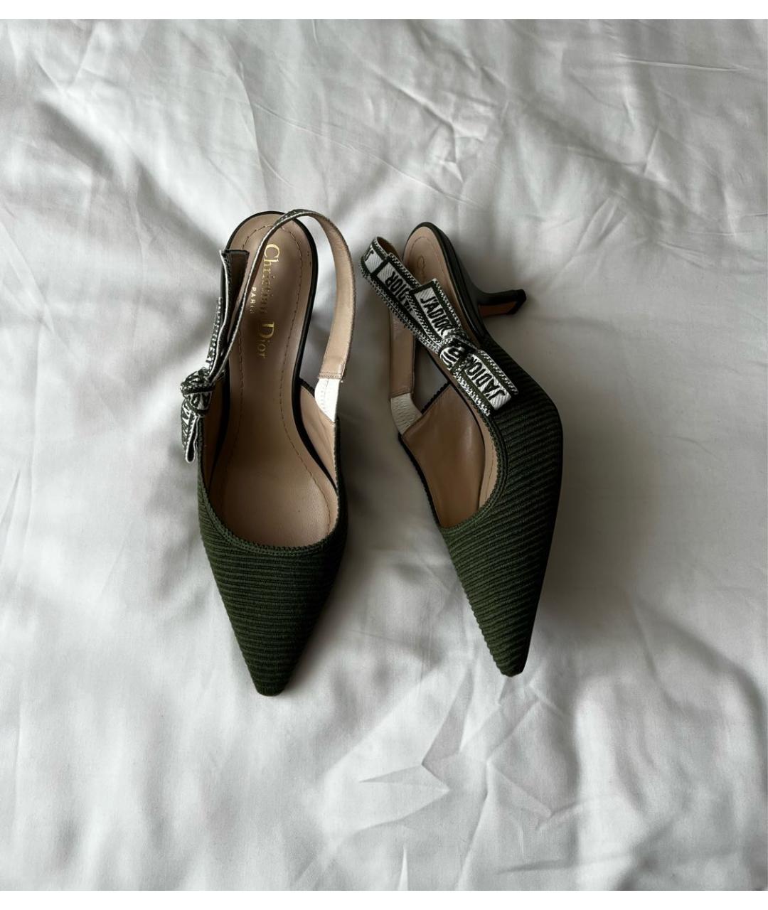 CHRISTIAN DIOR Хаки текстильные туфли, фото 3