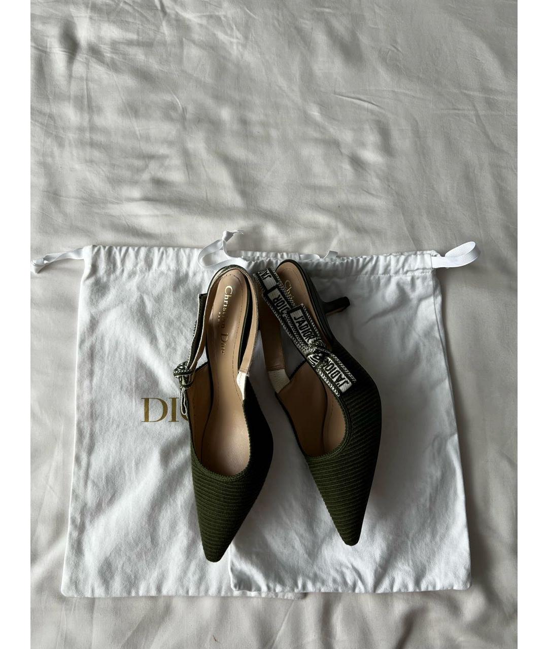 CHRISTIAN DIOR Хаки текстильные туфли, фото 7