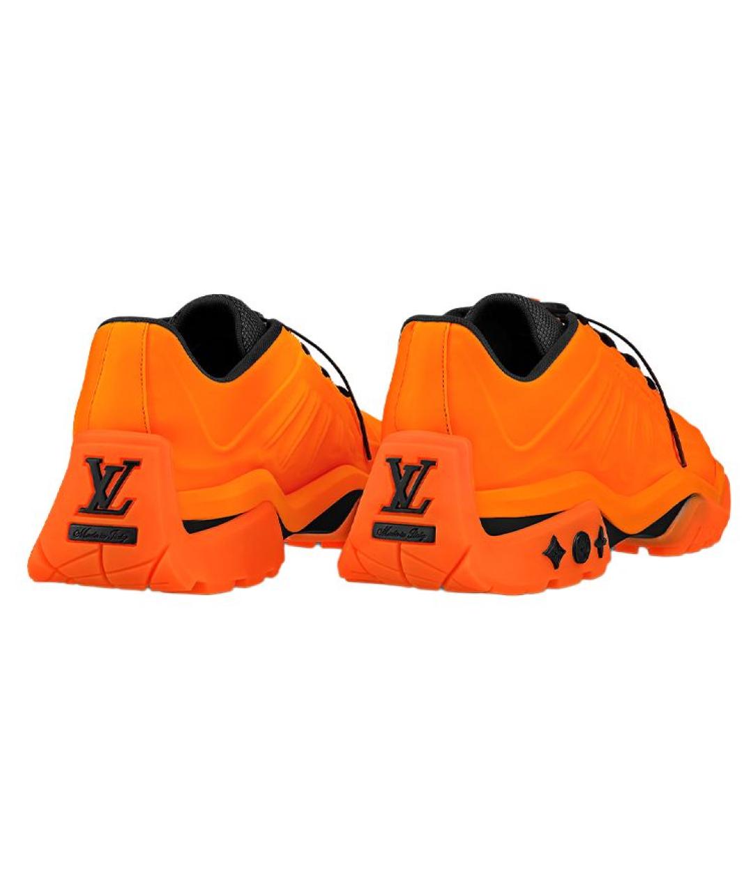LOUIS VUITTON Оранжевое кожаные низкие кроссовки / кеды, фото 3