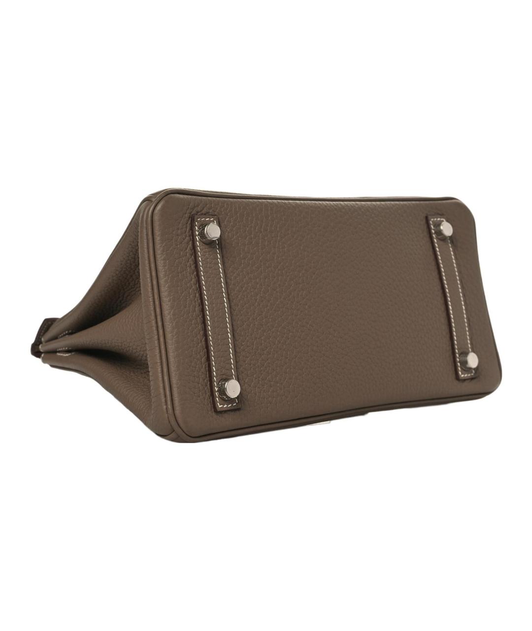 HERMES Коричневая кожаная сумка с короткими ручками, фото 3