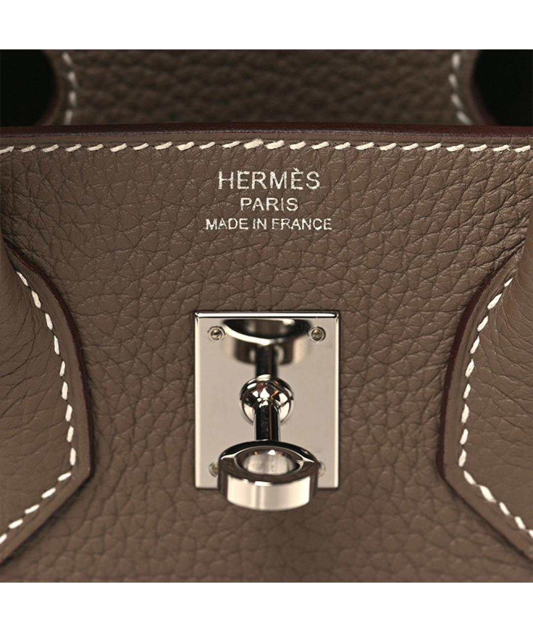 HERMES Коричневая кожаная сумка с короткими ручками, фото 5