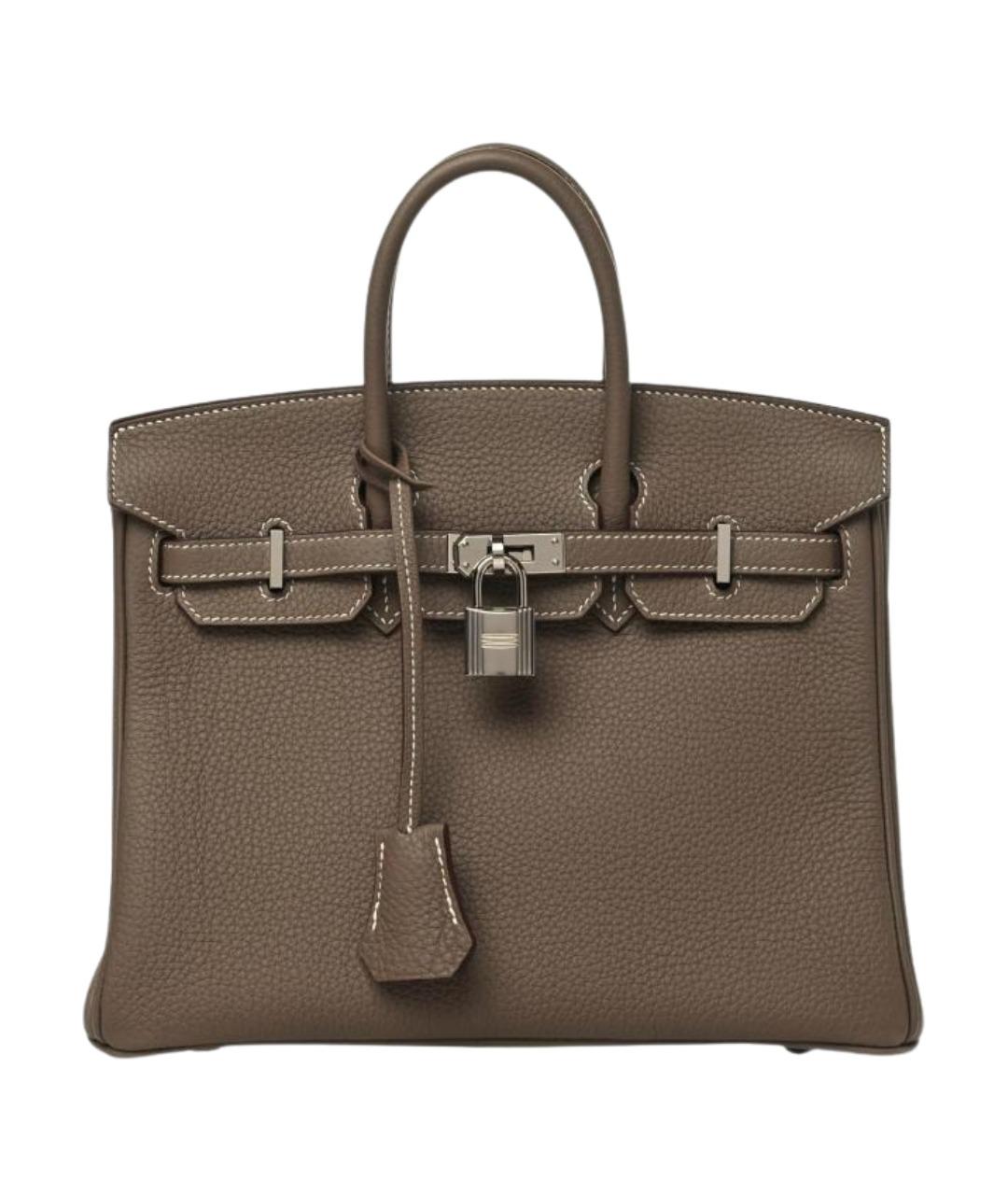HERMES Коричневая кожаная сумка с короткими ручками, фото 1