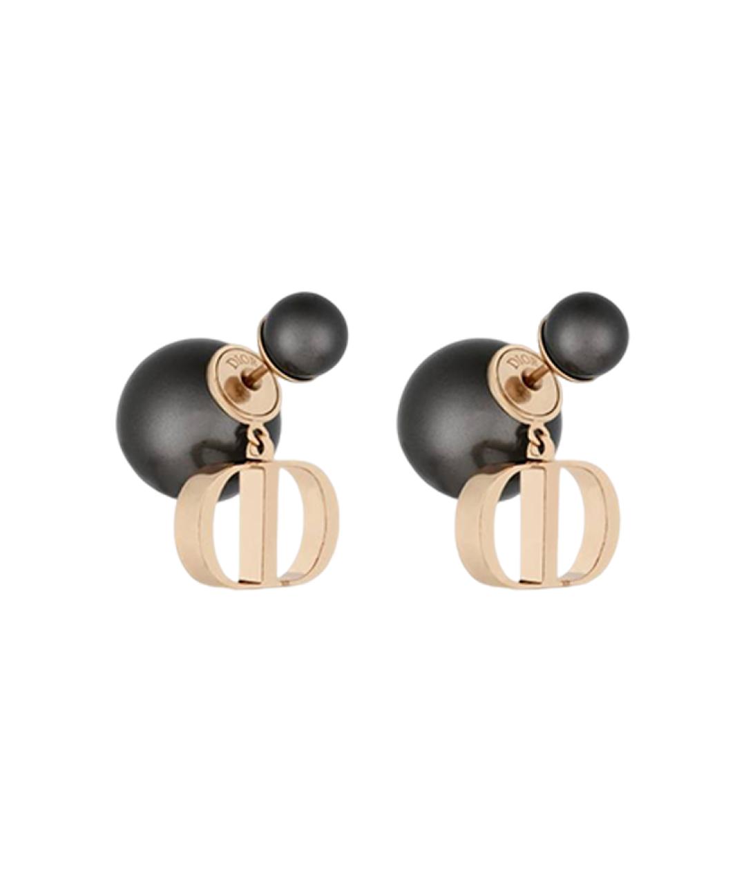 CHRISTIAN DIOR Черные металлические серьги, фото 2