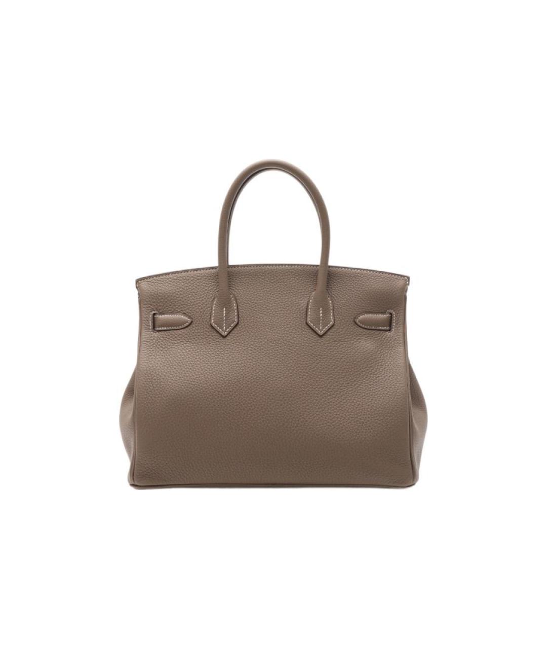 HERMES Серая кожаная сумка с короткими ручками, фото 3