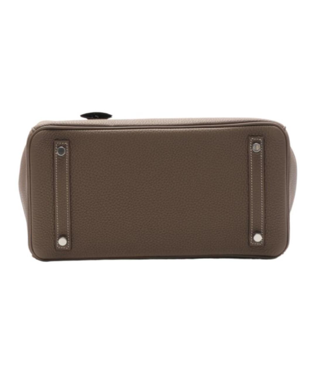 HERMES Серая кожаная сумка с короткими ручками, фото 4