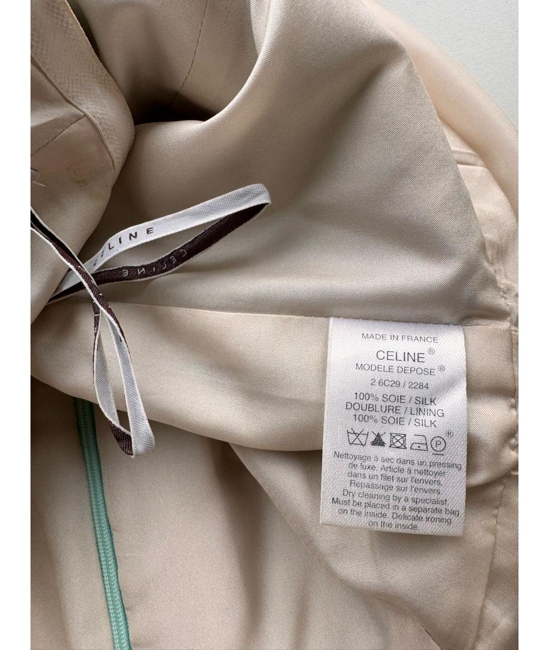 CELINE Бирюзовое шелковое коктейльное платье, фото 6