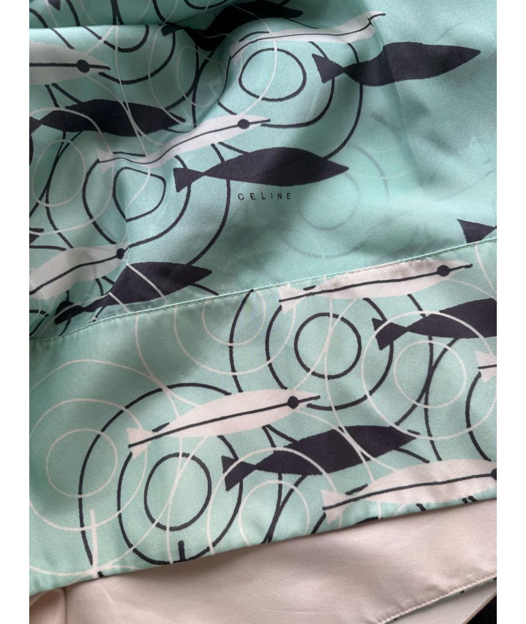 CELINE Бирюзовое шелковое коктейльное платье, фото 3