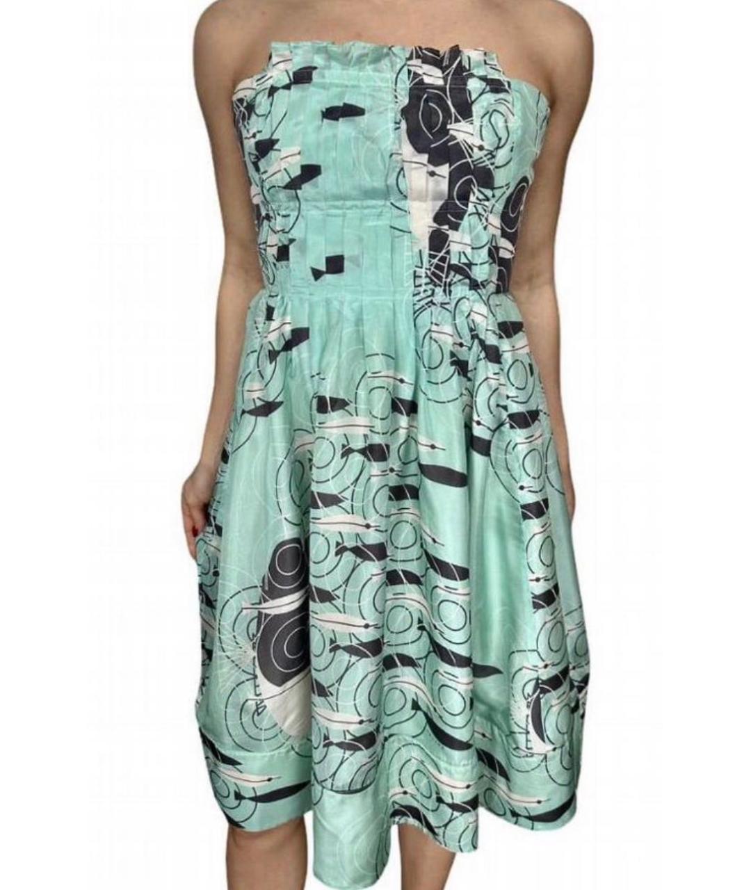 CELINE Бирюзовое шелковое коктейльное платье, фото 7