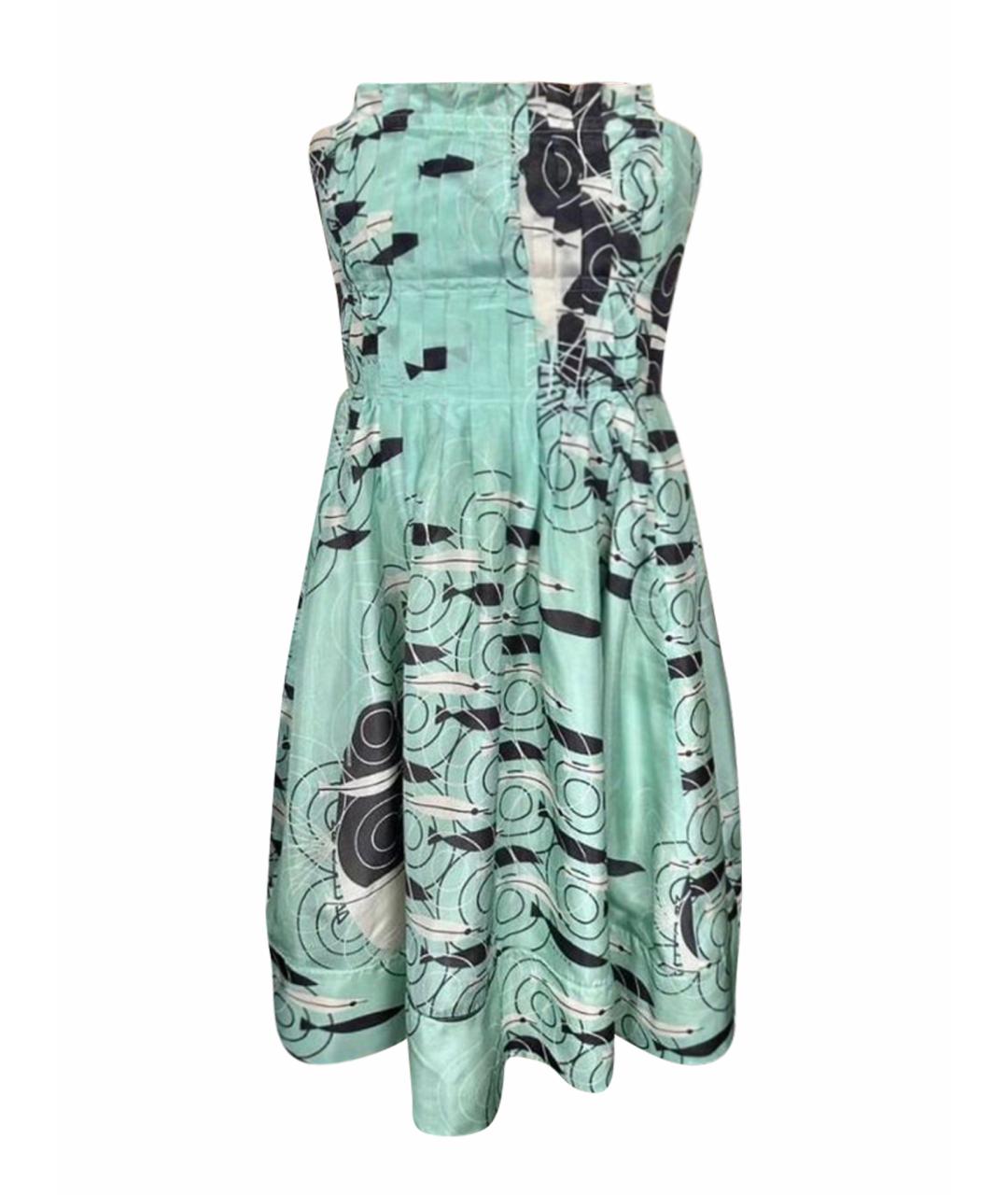 CELINE Бирюзовое шелковое коктейльное платье, фото 1