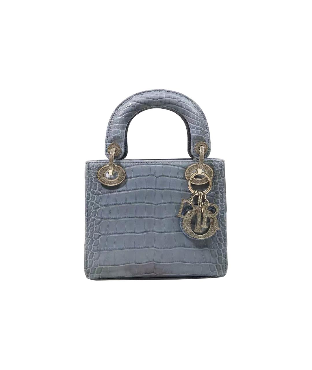 CHRISTIAN DIOR Синяя кожаная сумка с короткими ручками, фото 1