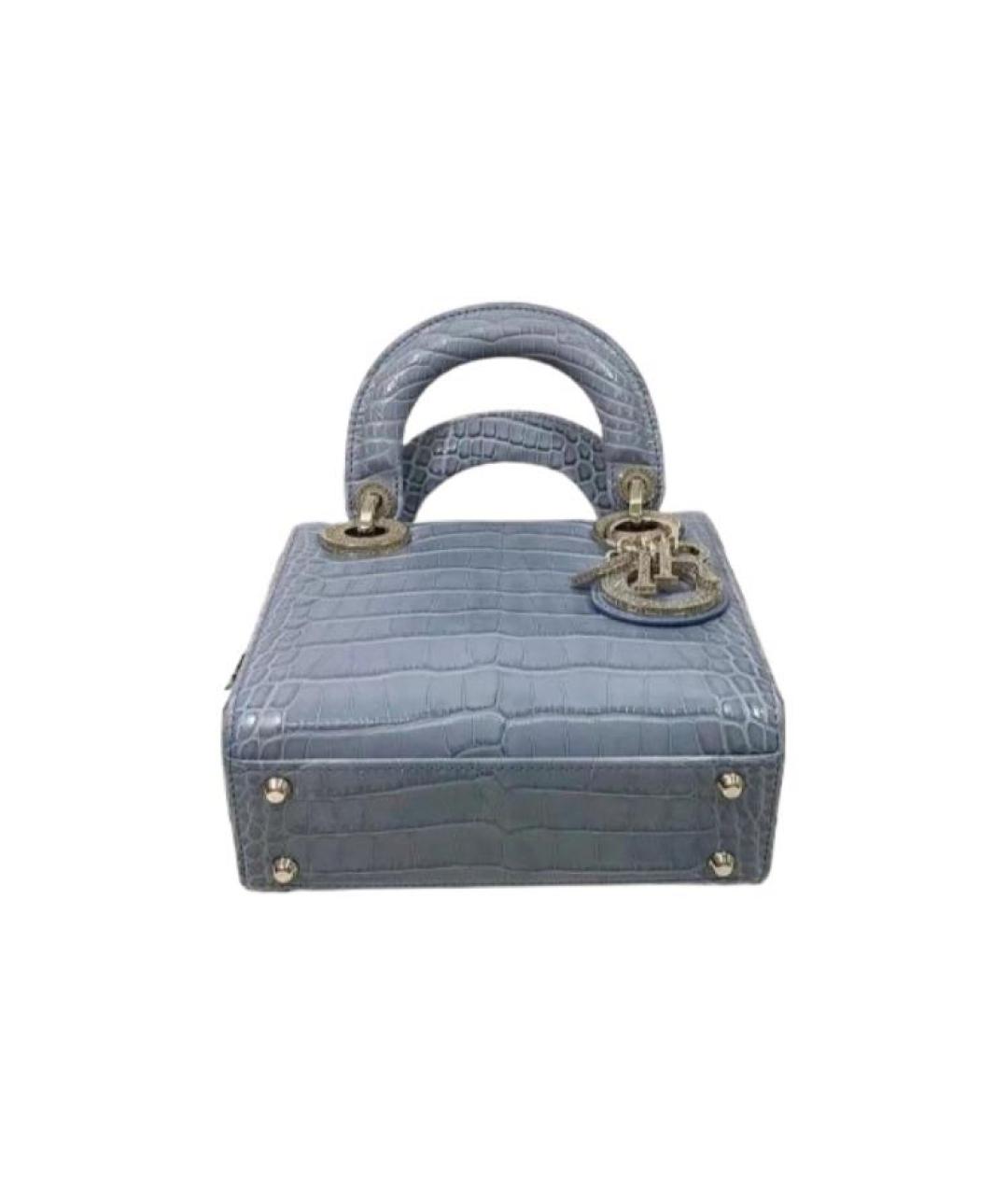 CHRISTIAN DIOR Синяя кожаная сумка с короткими ручками, фото 4