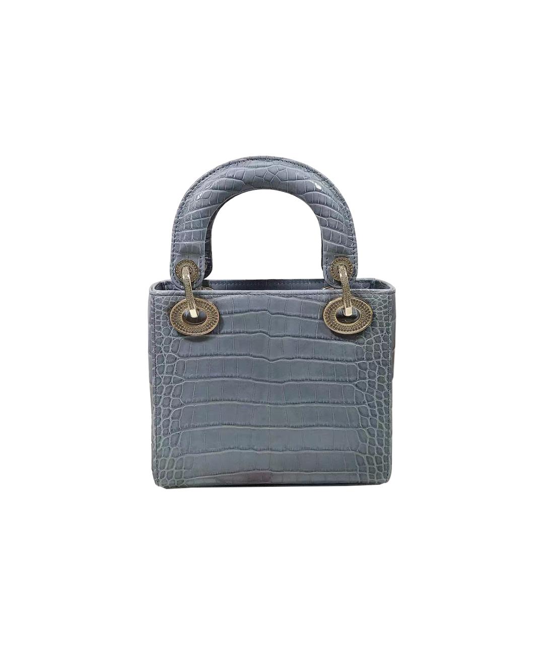 CHRISTIAN DIOR Синяя кожаная сумка с короткими ручками, фото 3