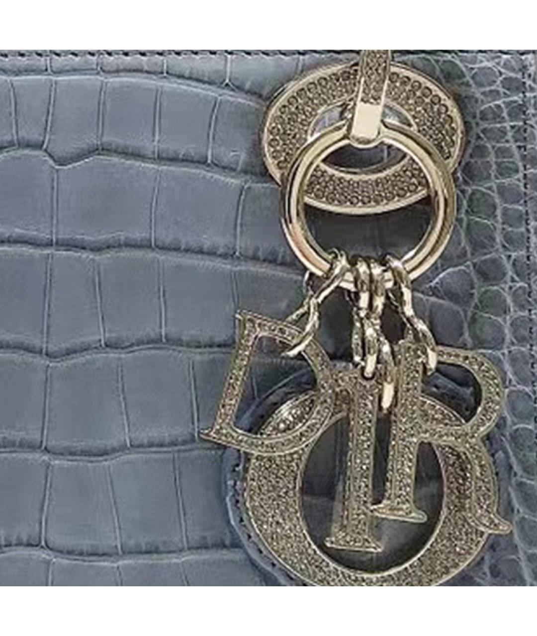 CHRISTIAN DIOR Синяя кожаная сумка с короткими ручками, фото 5