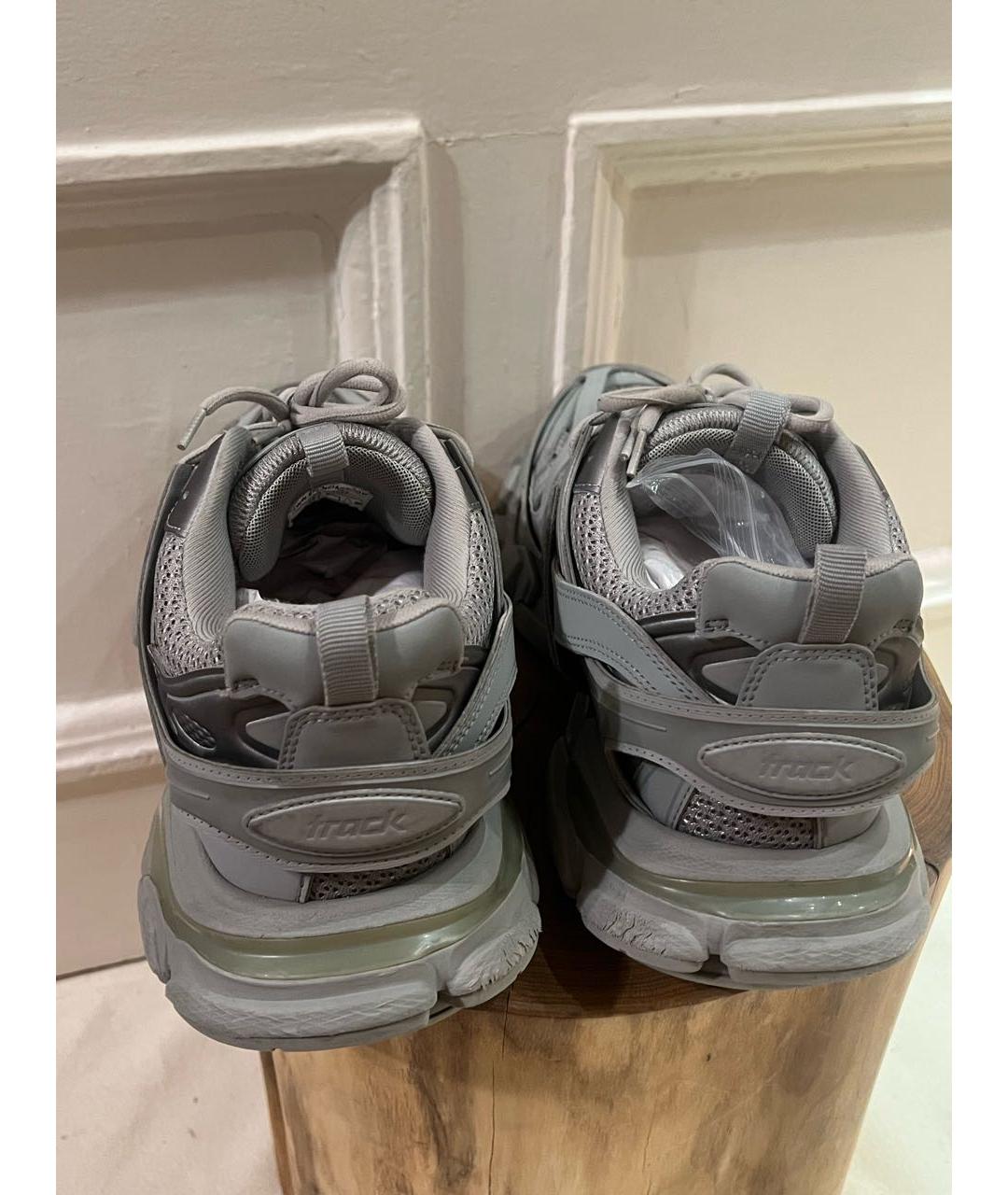 BALENCIAGA Серые кожаные низкие кроссовки / кеды, фото 4