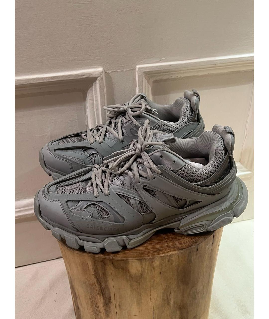 BALENCIAGA Серые кожаные низкие кроссовки / кеды, фото 6