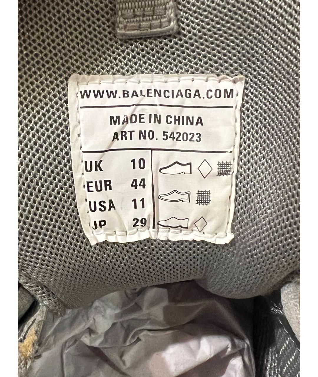 BALENCIAGA Серые кожаные низкие кроссовки / кеды, фото 5