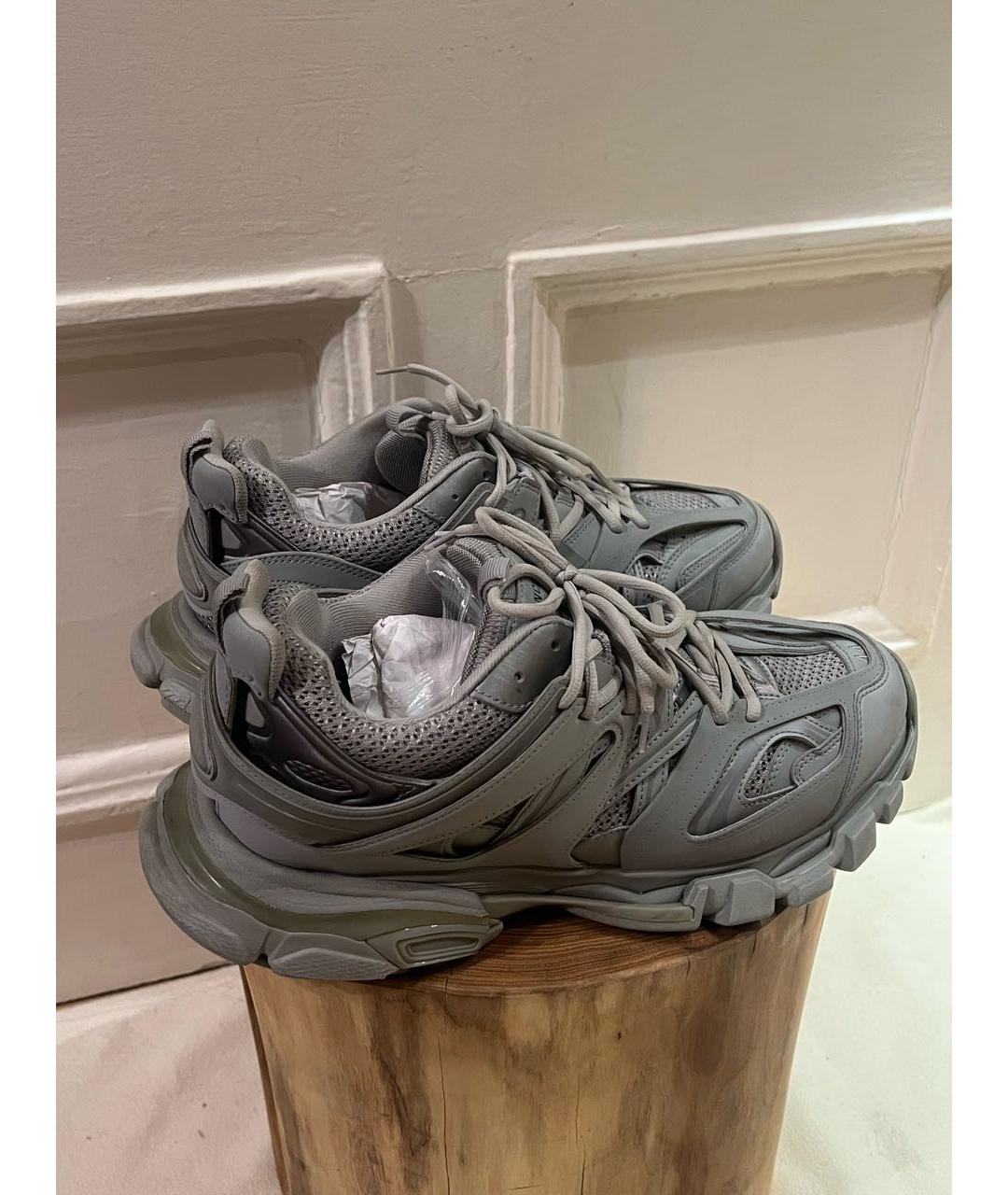 BALENCIAGA Серые кожаные низкие кроссовки / кеды, фото 3