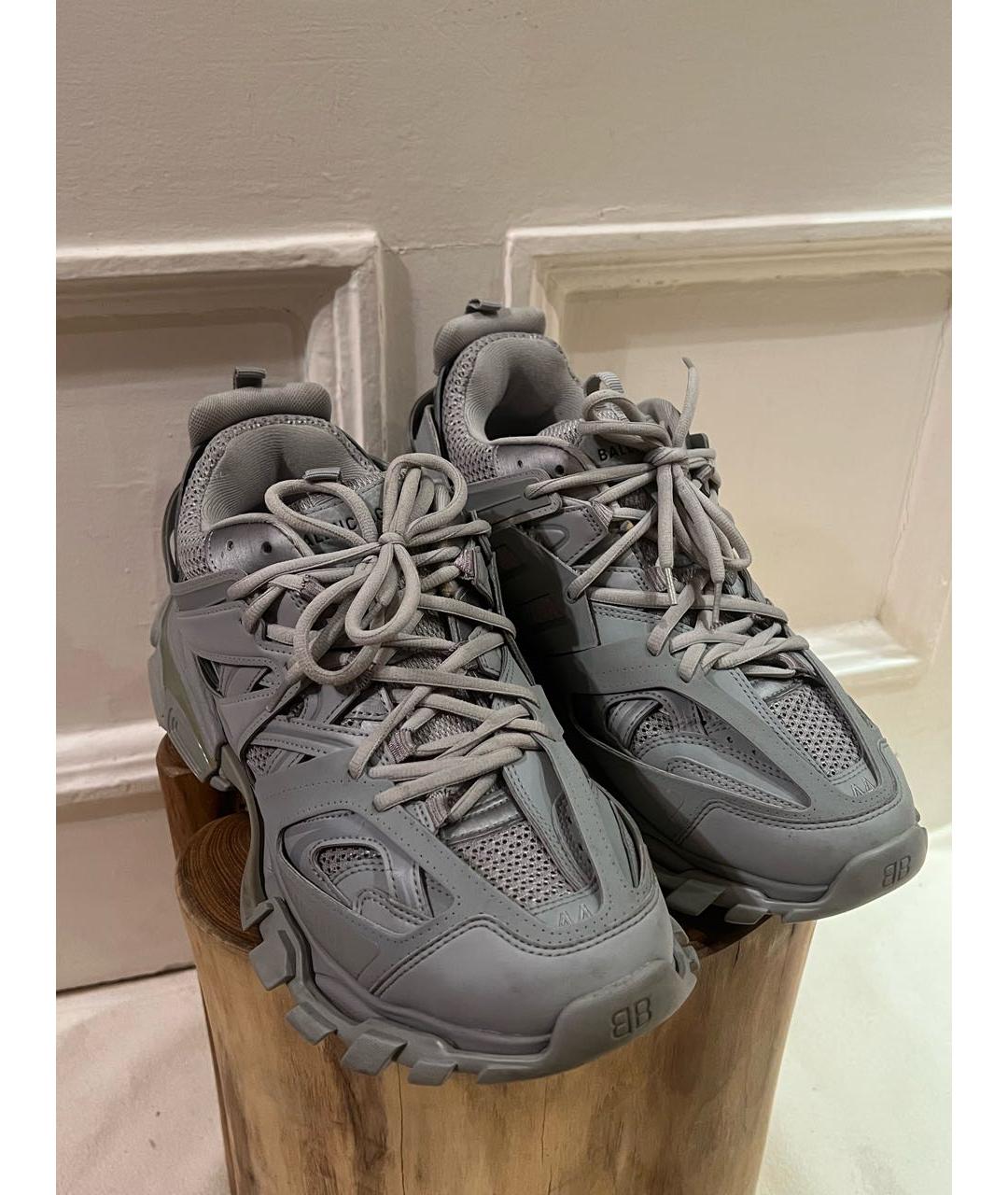 BALENCIAGA Серые кожаные низкие кроссовки / кеды, фото 2