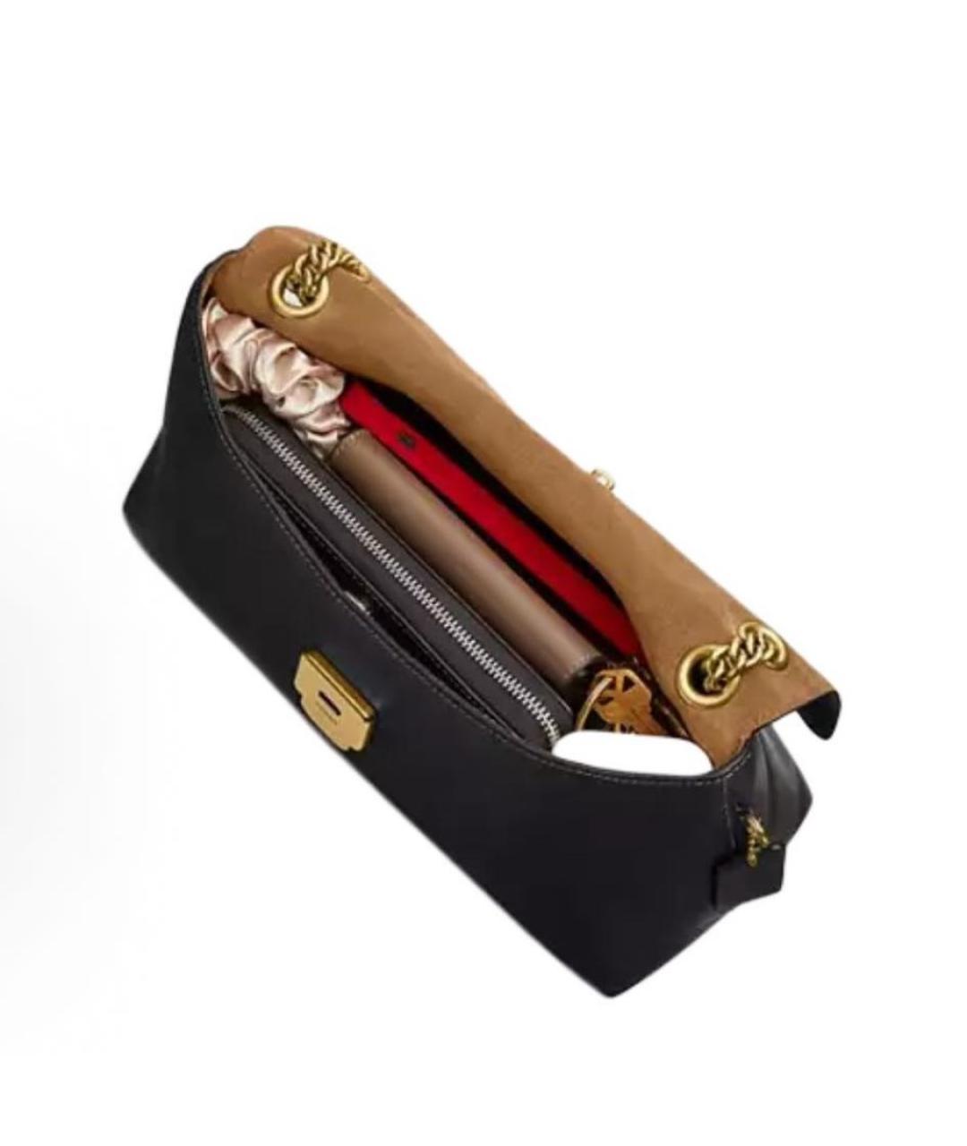 COACH Черная кожаная сумка через плечо, фото 4