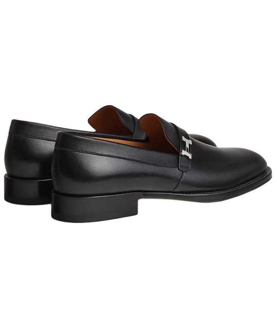 HERMES Черные кожаные лоферы, фото 5