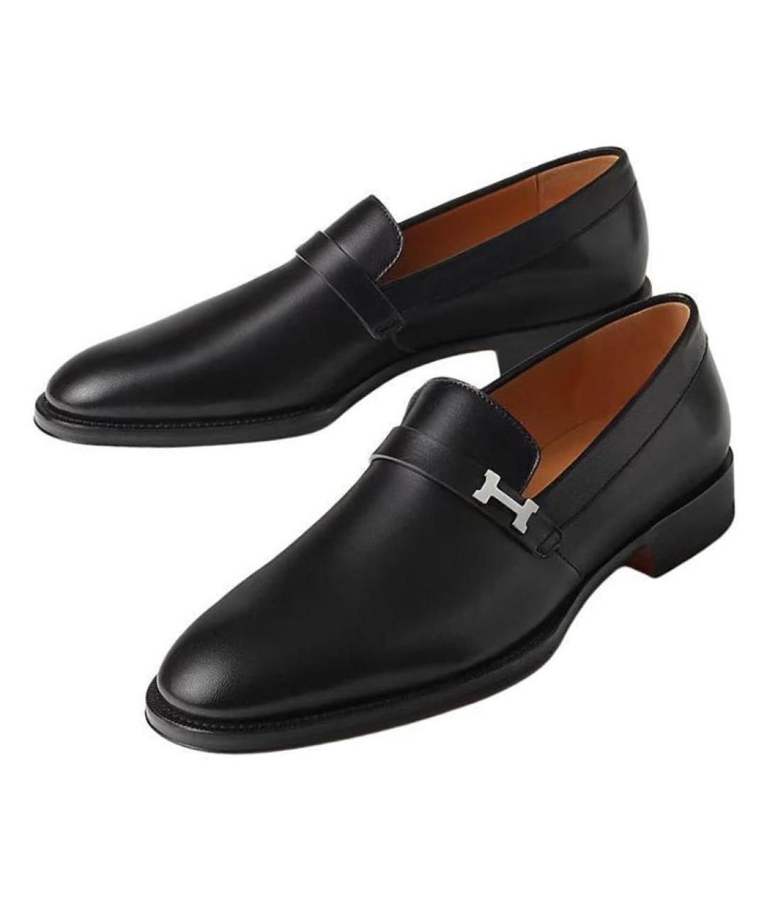 HERMES Черные кожаные лоферы, фото 3