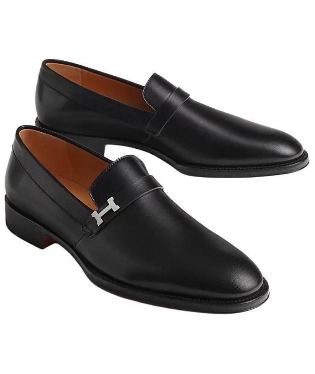 HERMES Черные кожаные лоферы, фото 4