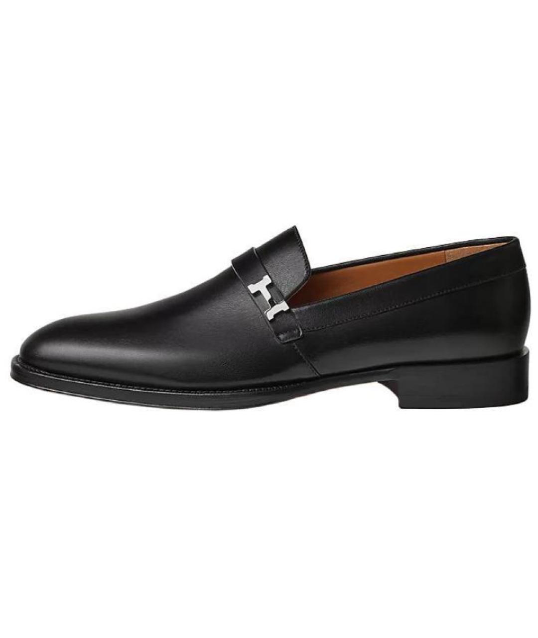 HERMES Черные кожаные лоферы, фото 2