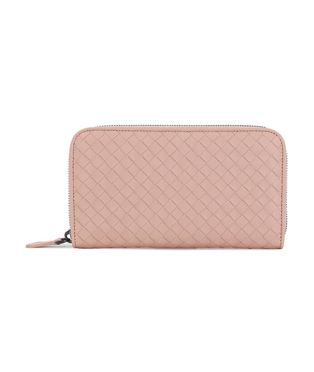 BOTTEGA VENETA Розовый кожаный кошелек, фото 1