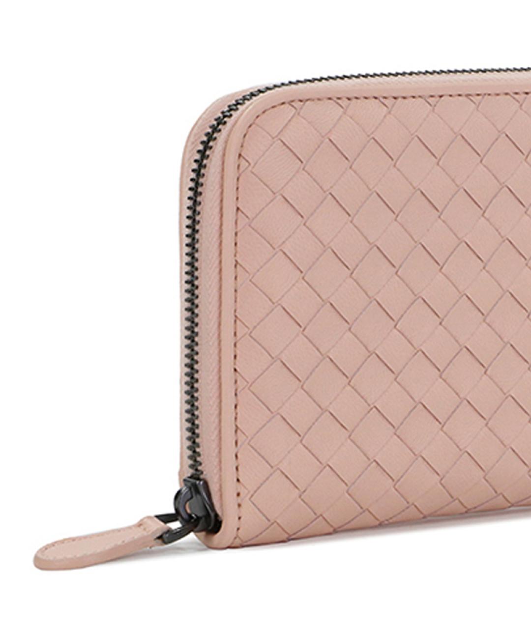 BOTTEGA VENETA Розовый кожаный кошелек, фото 5