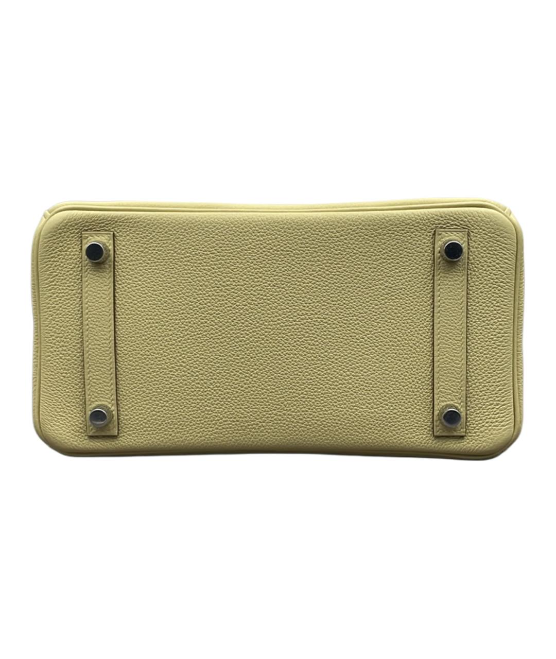 HERMES Желтая кожаная сумка с короткими ручками, фото 3