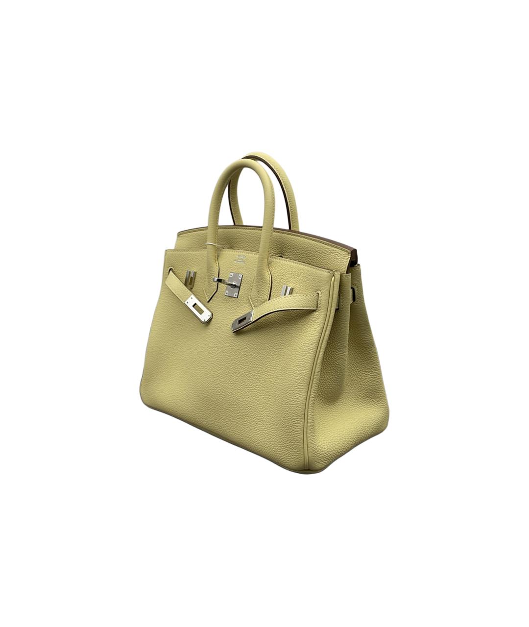 HERMES Желтая кожаная сумка с короткими ручками, фото 2