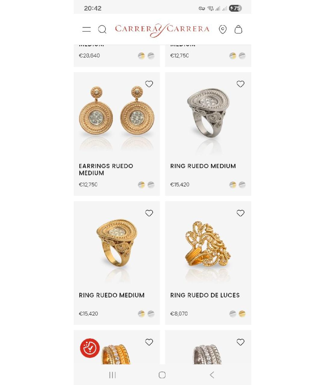 CARRERA Y CARRERA Желтые серьги из желтого золота, фото 7