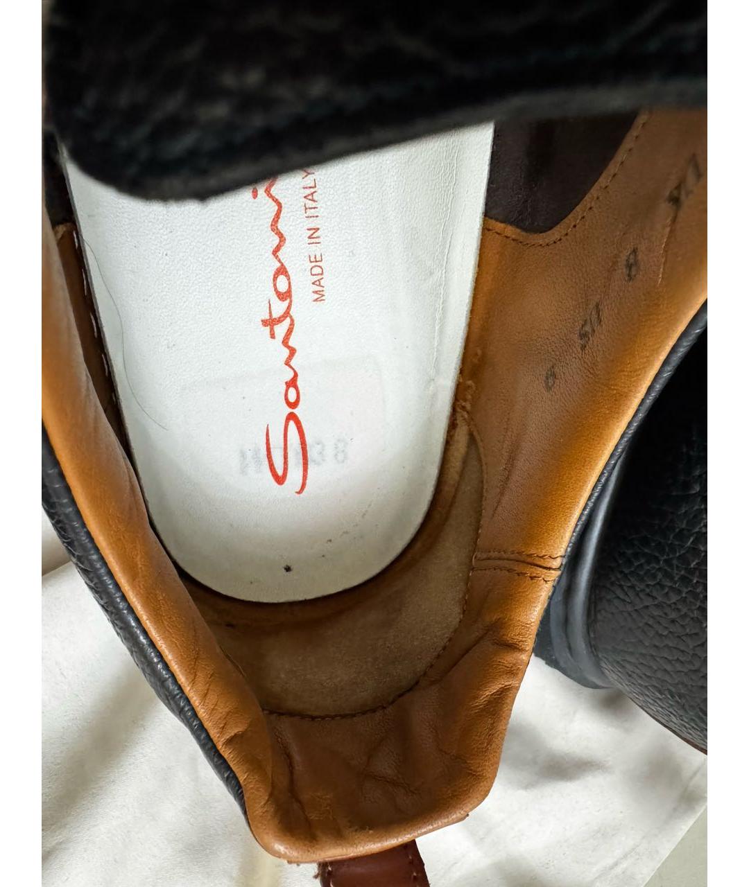 SANTONI Темно-синие кожаные слипоны, фото 7