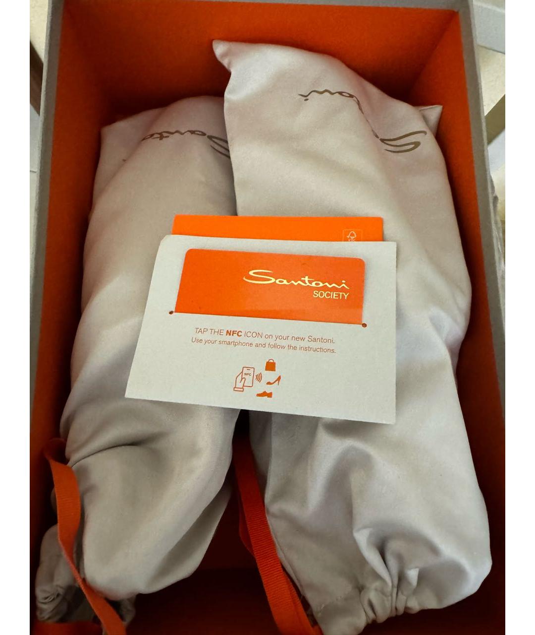 SANTONI Темно-синие кожаные слипоны, фото 4