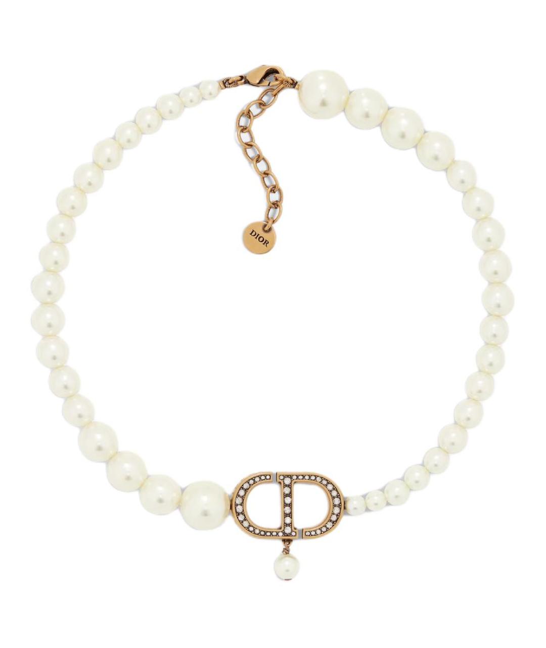CHRISTIAN DIOR Белое металлическое колье, фото 1