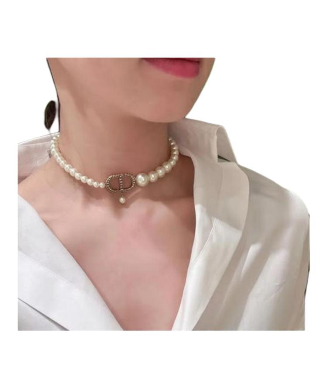 CHRISTIAN DIOR Белое металлическое колье, фото 2