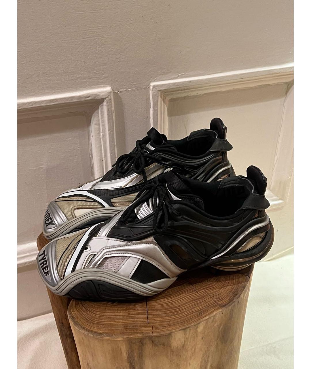 BALENCIAGA Серебряные текстильные низкие кроссовки / кеды, фото 2