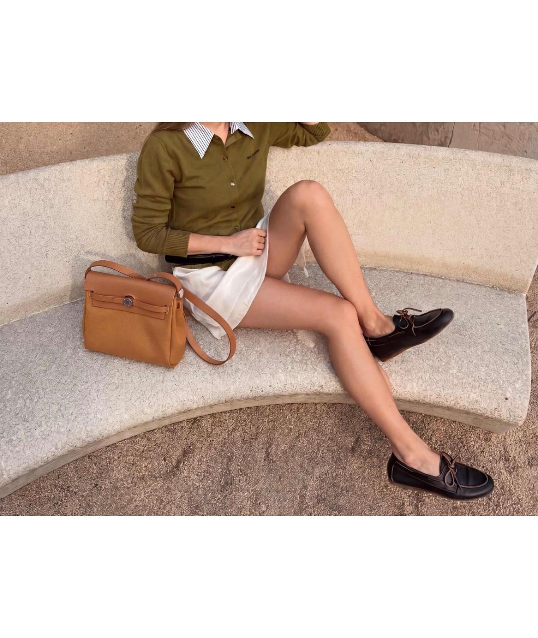 HERMES Коричневая кожаная сумка через плечо, фото 6