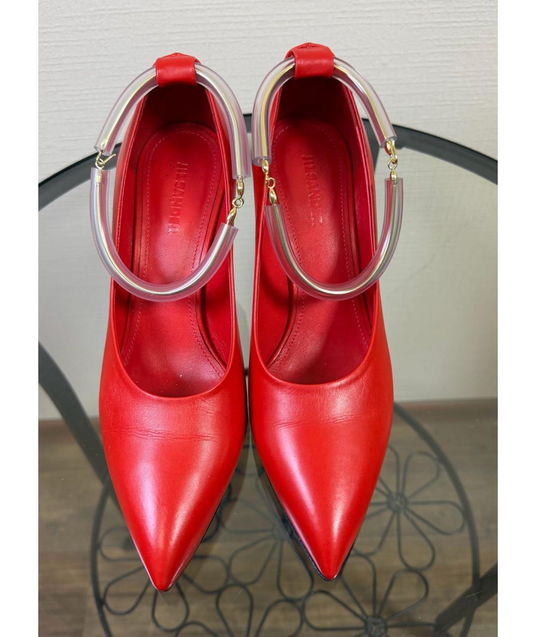 JIL SANDER Красные кожаные туфли, фото 3