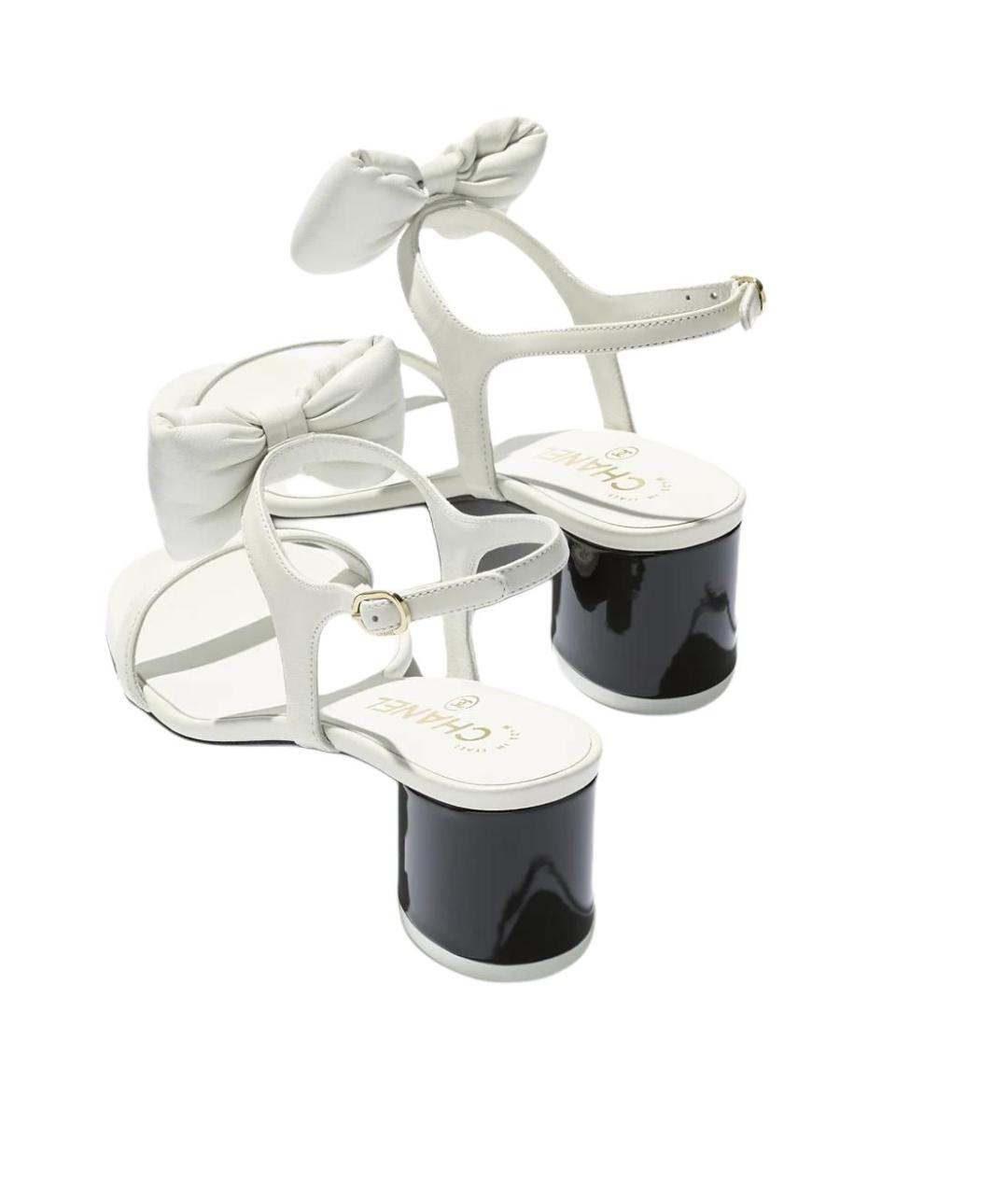 CHANEL Белые кожаные босоножки, фото 4